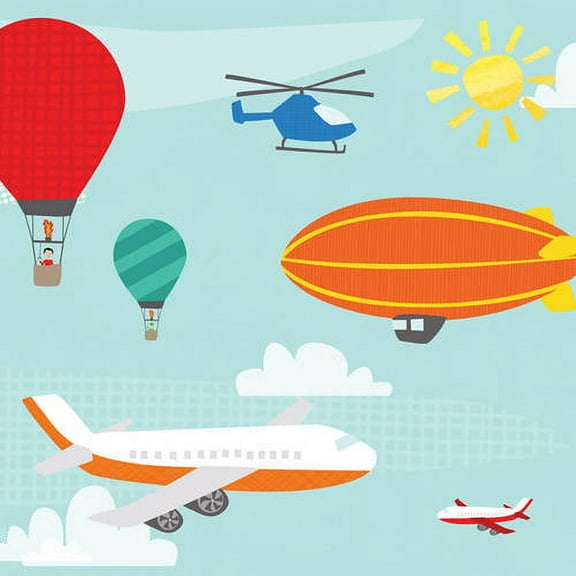 oopsy daisy - move me by air - sky traffic canvas wall art 10x10, vicky barone