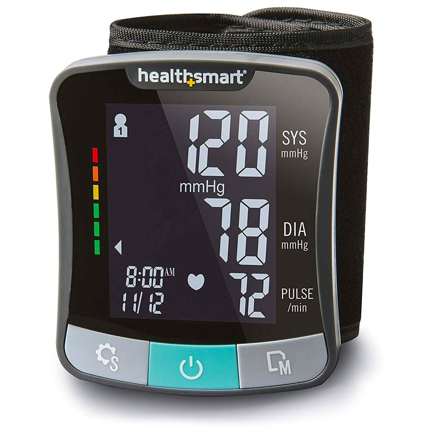 HealthSmart Digital Wrist Blood Pressure Monitor, Talking Function, 120-Reading Memory for 2 Users, FSA HSA Eligible