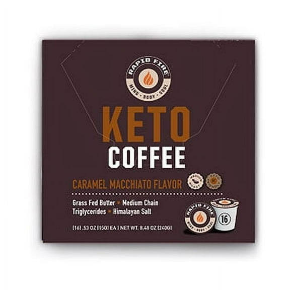 Rapid Fire Ketogenic Coffee Pods, Caramel Macchiato Flavor, 8.48 oz., 16 pods