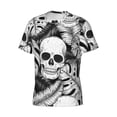 thumbnail image 3 of Rocae Skull and palm leaves for Men's Moisture-Wicking Crew Tee - T-Shirt for Sports, Outdoor Activities, and Casual WearLarge, 3 of 9