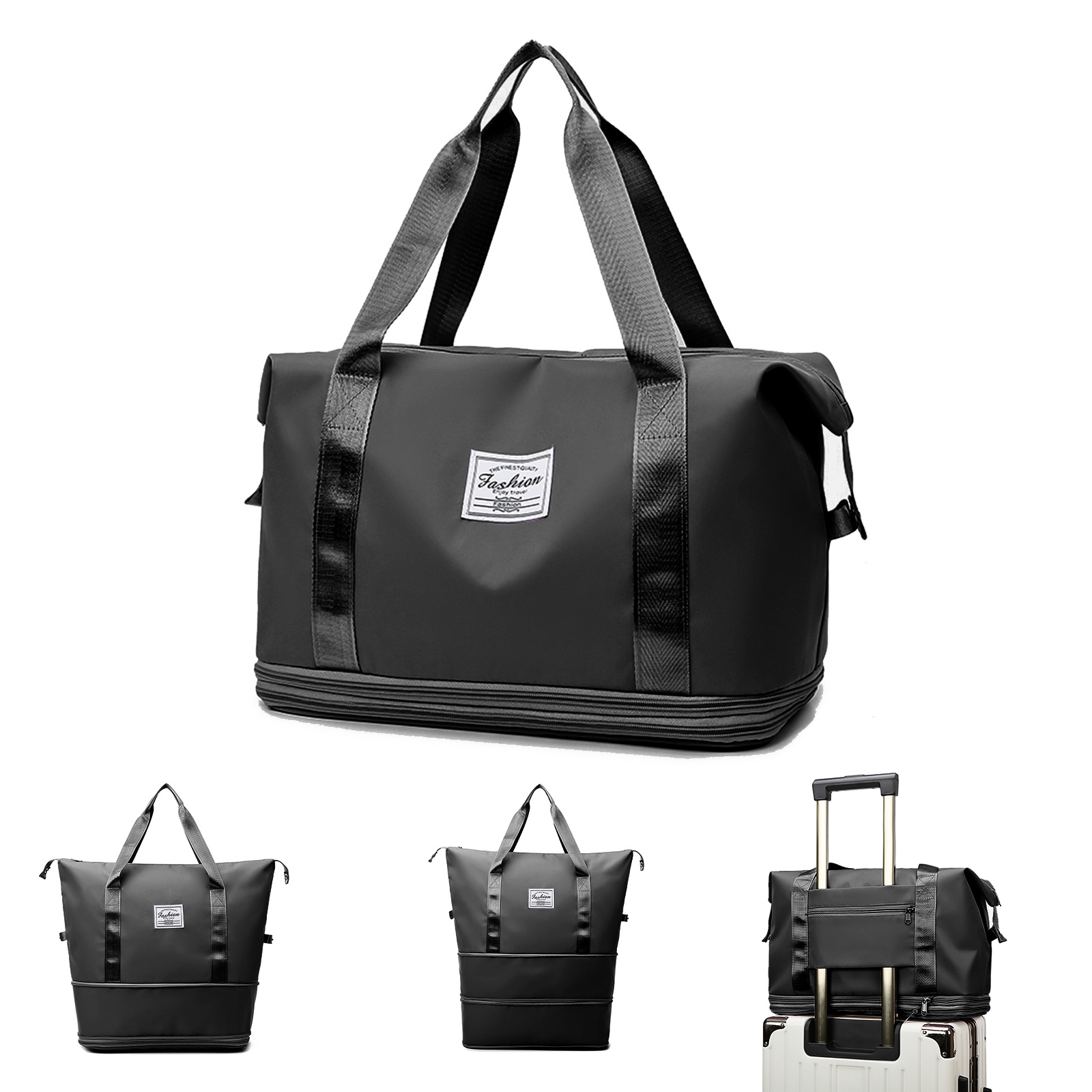 IvyH Travel Duffel Bag Large Expandable Tote Bag Lightweight Weekender Gym Bag Dry And Wet