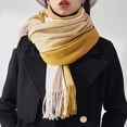 thumbnail image 5 of Ljudmp Womens Fall Winter Scarf Tassel Plaid Scarf Warm Soft Chunky Large Blanket Wrap Shawl Scarves Cold-weather Neck Wrapping Head Scarf Neck Cover Yellow, 5 of 7