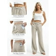 thumbnail image 4 of SEVEGO Tall Women Casual Linen Pants 30"/32"/34"/36" Inseam Drawstring Smocked Waist Beach Summer Trousers with Pockets, 4 of 6