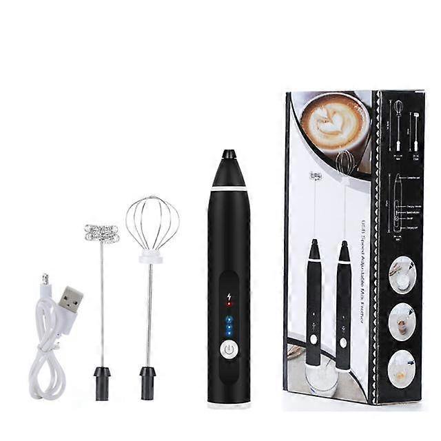 Batidora eléctrica de mano con 3 modos para espumar leche con cargador USB, batidora para café y capuchino, color negro