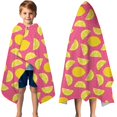 thumbnail image 3 of Yellow Lemon Fruit Slices Pink Pattern Hooded Bath Towel，50"x30" for Ages 3 To 12 Kids, Quick Dry Lightweight Soft Microfiber Hood Beach Towel Cover Up for Kids, 3 of 7