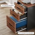 thumbnail image 4 of Triebsigns 3 Drawer Rolling File Cabinet, Modern Wooden Office Filing Cabine for Home Office Under Desk (Walnut), 4 of 5