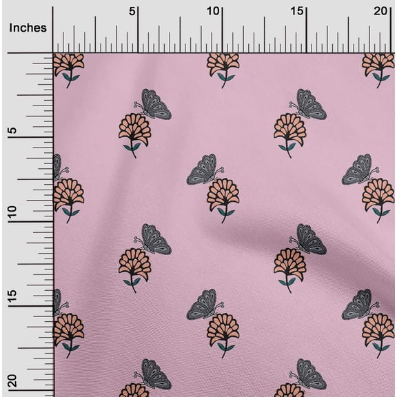 oneOone Cotton Cambric Fabric Floral & Block Print Sewing Fabric BTY 56 Inch Wide