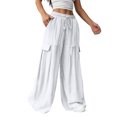 thumbnail image 5 of Zulora Women's High Waisted Barrel Pants Textured Knit Wide Leg Trousers with Drawstring & Pockets, 5 of 9