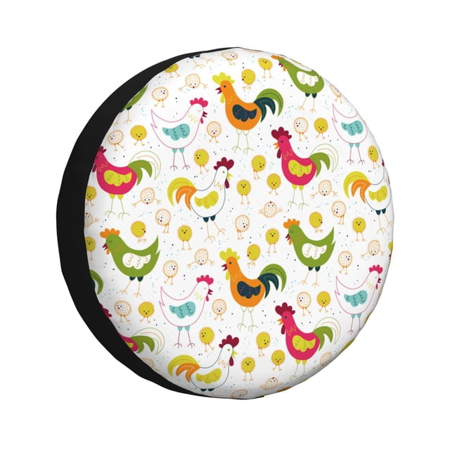 Fotbe Chickens A Funda de Llanta de Repuesto con Estampado, Engrosada, Ajuste Universal para Jeep, Remolque, RV, SUV, Camión-14 inch