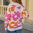 thumbnail image 4 of Tnhcen Women's Floral Print Sweater Acrylic Knit Top Casual Crewneck Pullover Long Sleeve Comfort Wear Soft Warm Winter S-XL, 4 of 5