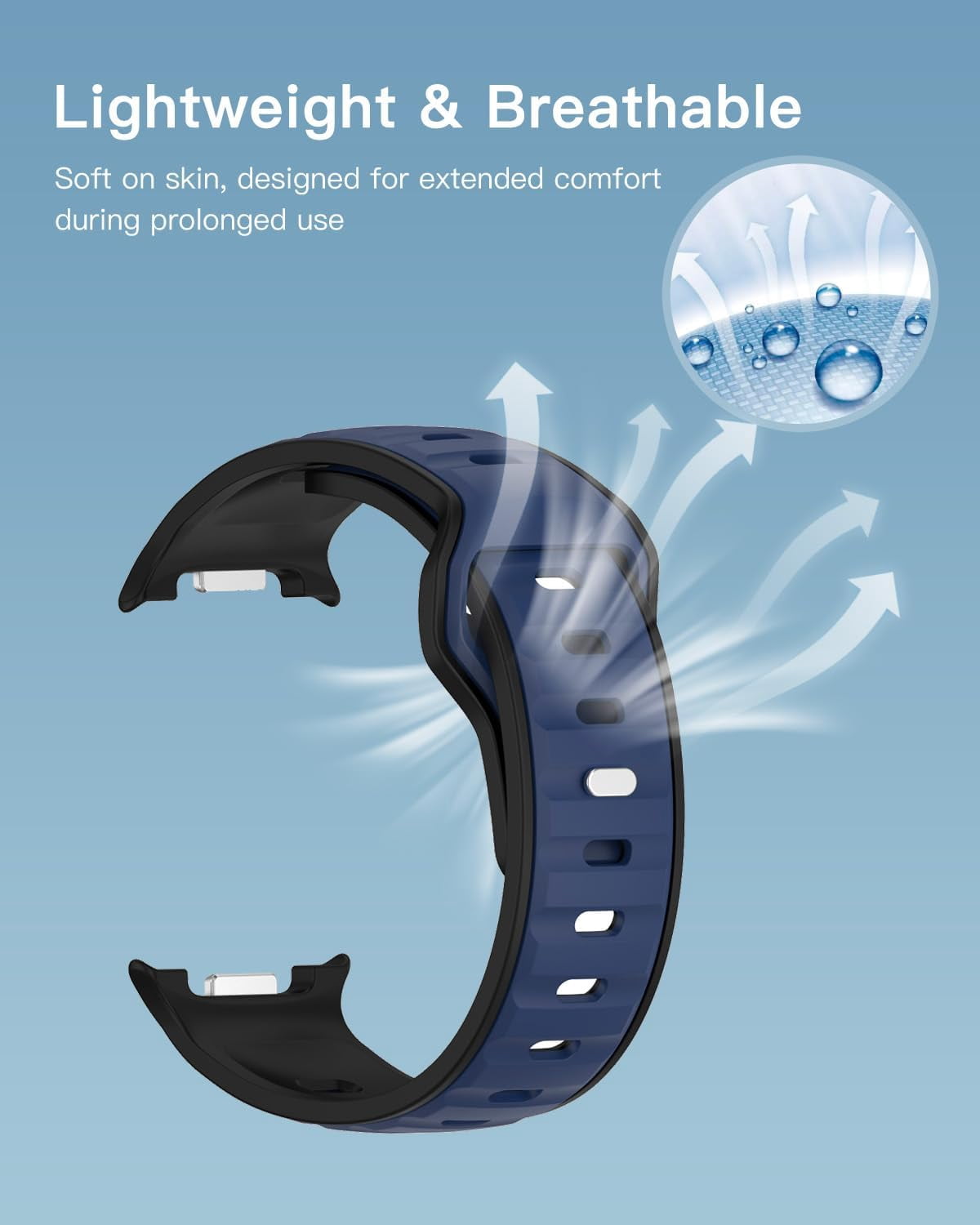 CRKMGS-Bands for Samsung Watch 8 Smartwatch,Sport quick-release Silicone Band for Samsung Watch 8,Soft Lightweight & Ventilated Comfort Replacement Smartwatch Strap,Adjustable Wristband