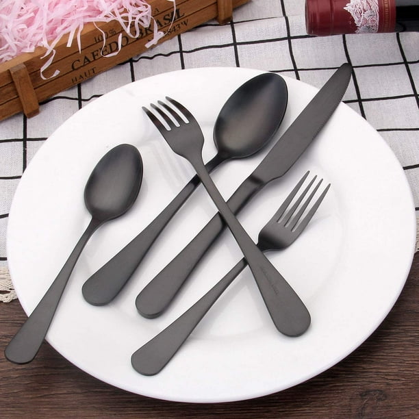 Couteau de table en or blanc, fourchette à Dessert, cuillères à café,  vaisselle, couteau à beurre, fourchette à gâteau, ensemble de couverts en  acier