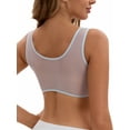 thumbnail image 3 of INSPIRE CHIC Women's Deep V Neck Lace Sheer Front Closure Wirefree Tank Back Training Plunge Bras M Light Blue, 3 of 4