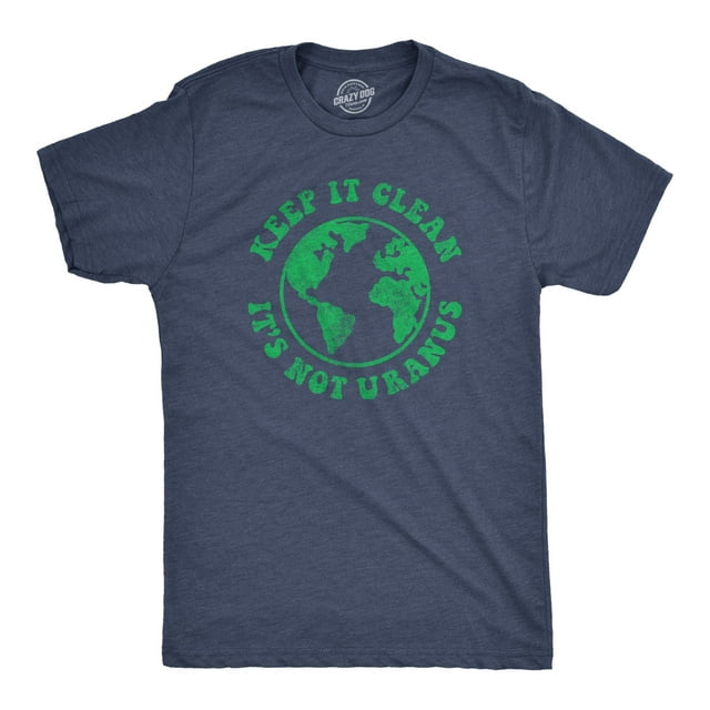 Mens Keep It Clean Its Not Uranus T Shirt Funny Planet Earth Tee (Heather Navy) - M