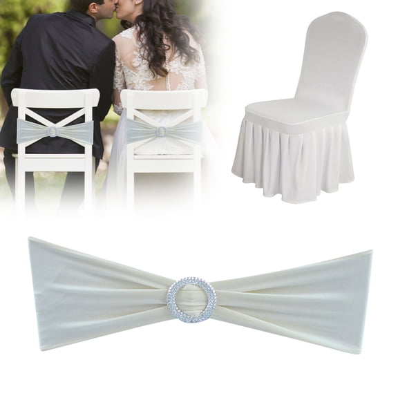 1PCS Elastic Chair Sashes with Adjustable Buckle Slider, Stretchable Chair Cover Bands for Wedding Decorations, Banquet Reception Party Ceremony Chair Bows, Universal Fit Polyester Chair Ties