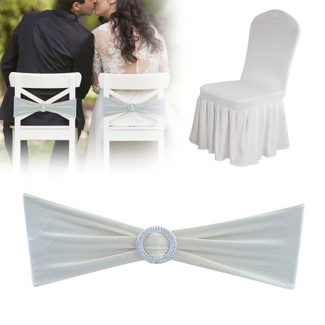 Wedding Chair Bow Strap - Polyester, Highly Elastic - Seam Edges, Shiny Buckle - No Electricity Needed, Easy to Install, Festive Decor