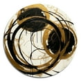 thumbnail image 2 of Designart "The Art Of Chaos Black and Gold II" Abstract Painting Metal Round Wall Decor, 2 of 5