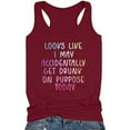 thumbnail image 4 of Summer !Brilliant Tank Tops for Women under $5 Women's Drinking Tank Tops Adult Girls Summer Beach Funny Graphic Racerback Tanks Vest Sayings Blouse Red XXL, 4 of 5
