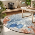 thumbnail image 3 of Round Rugs 4Ft, Orange Navy Blue Coral Round Area Rug Washable Indoor Throw Carpet, Summer Beach Coastal Retro Soft Non Slip Circle Rug for Kitchen Nursery Room Home Decor Aesthetic, 3 of 8