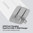 thumbnail image 4 of Powertek 60W Dual USB-C Wall Charger, Fast Charging Power Delivery, White, 4 of 4