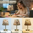 thumbnail image 3 of Modern Minimalist Cone Desk Lamp Antique Bronze Base & Linen Shade Bedside Table Lamp for Bedroom Living Room, Office, Dorm Deer and Butterflies Pattern Medium, 3 of 7