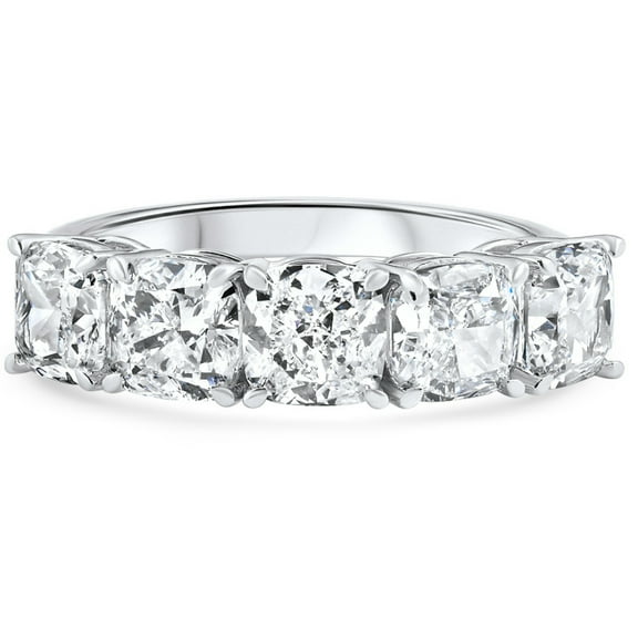 Pompeii 1 - 3 1/2 Ct Cushion Cut Diamond 5-Stone Wedding Ring 14k Gold Lab Grown