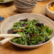 LEXA 14 Handmade Bamboo Salad Bowl – 130 oz Large Wooden Fruit Bowl for Kitchen Counter, Black Bamboo
