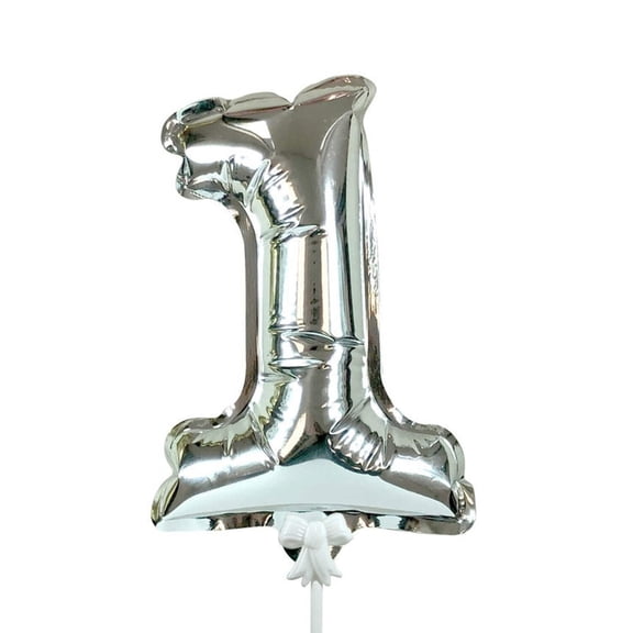 7 inch Self-Inflating Number 1 - Silver Foil Mylar Balloon - Party Supplies Decorations