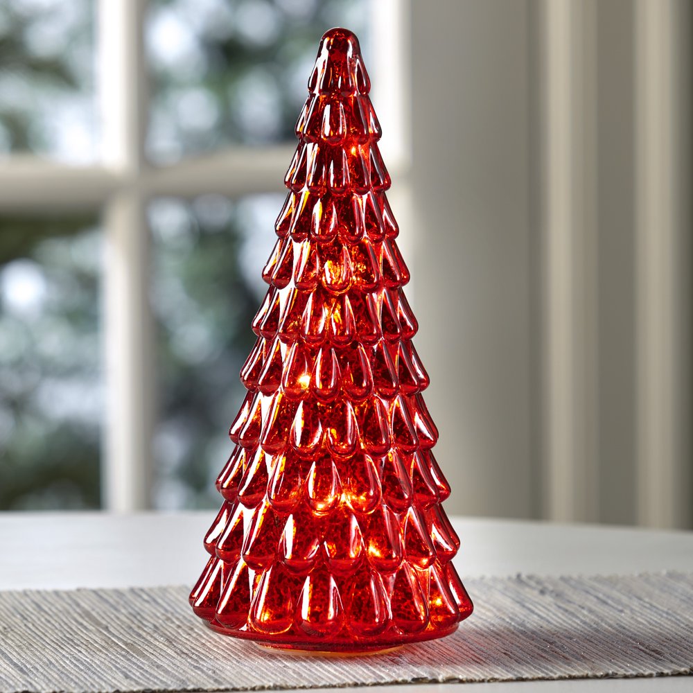 Lighted Glass Christmas Tree for Tabletops, Shelves, Mantles Walmart