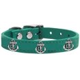 thumbnail image 2 of Mirage Pet Products 83-101 Jd14 Silver Anchor Widget Genuine Leather Dog Collar, Size 14, Jade, 2 of 2