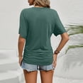 thumbnail image 4 of Womens Ruched Tops Short Sleeve T Shirts Crewneck Slim Fitted Top 2026 Spring Summer Casual Trendy Clothes Green M, 4 of 4