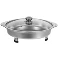 thumbnail image 2 of CIMAXIC Poêle de Service en Acier Inoxydable pour Fête avec Couvercle en Verre et Pieds en Caoutchouc, Contenant de Buffet pour Aliments, Poêle Alimentaire en Acier Inoxydable, Plateau de Service en Métal pour Fête et Restaurant, 13.78"X12.2"X2.05 Pouces, 2 of 4