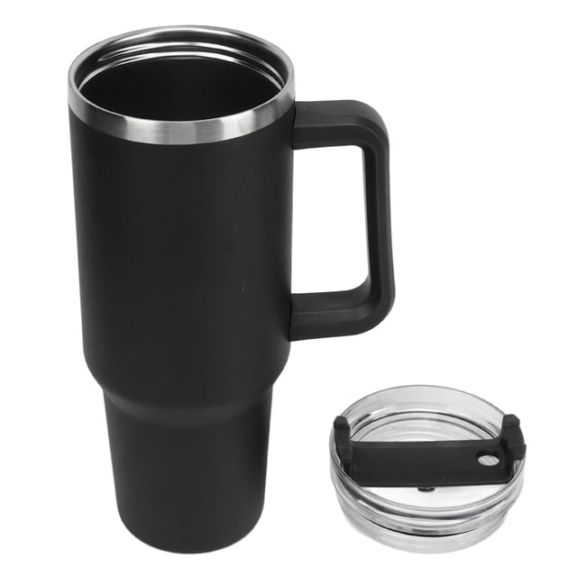 40oz Stainless Steel Vacuum Insulation Water Mug With Handle And Straw - Keep Your Drinks Hot Or Cold All Day
