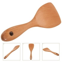 Supvox 2Pcs Wooden Rice Paddle for Rice Cooker with Thick Handle Heat Resistant Brown Kitchen Cooking Spoon