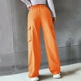 thumbnail image 7 of YDKZYMD Petite Cargo Pants For Women High Waisted Summer Trendy Loose Lightweight Joggers Pants Elastic Straight Leg with Pocket Casual Baggy Pants Orange M, 7 of 7