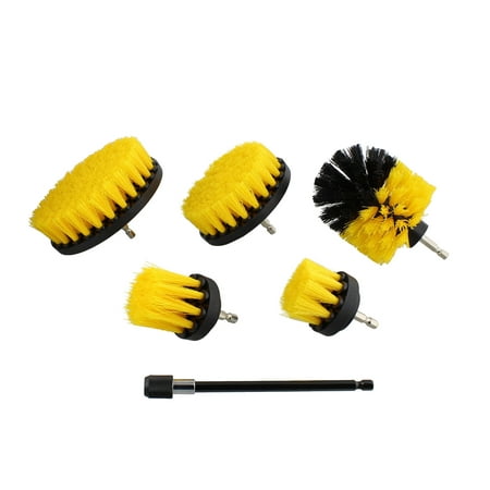 

ABN 1/4in Yellow Med Bristle Drill Scrubber Brush Kit - 5pc with 1pc Extension