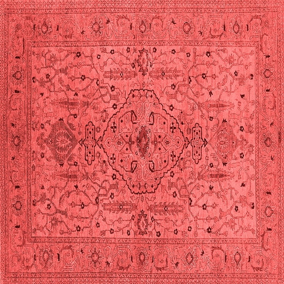 Ahgly Company Indoor Square Oriental Red Traditional Area Rugs, 7' Square