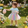 thumbnail image 2 of My First Easter Baby Girl Outfit Easter Outfit Romper Floral Tutu Skirt with Headband Girl Baby Dress, 2 of 10
