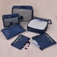 thumbnail image 3 of Organizadores de bolsas de almacenamiento plegables de 6 uds, bolsa de almacenamiento de viaje impermeable para ropa Oxford (punto azul marino), 3 of 8