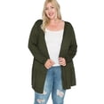 thumbnail image 1 of Pastel by Vivienne Women's Open Front Tiered Cardigan Plus Size Olive XX-Large, 1 of 3