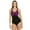 Black/Amethyst, variant on Textured Chlorine Resistant Front Twist Colorblock One Piece Slimsuit, High Cut, Soft Cup, Athletic (Women’s)