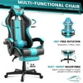 thumbnail image 2 of Luxvie Gaming Chair with Footrest High Back Ergonomic Computer Gamer Chair with Massage and Headrest Lumbar Support Swivel Office Game Chair for Adults, NavyBlue, 2 of 8