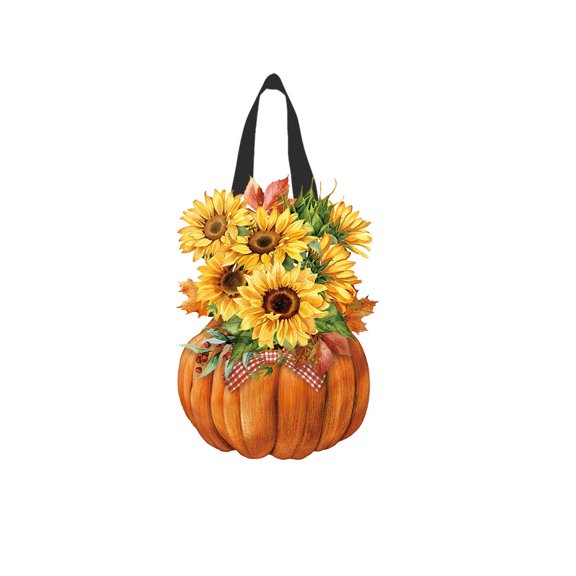 Briarwood Lane Sunflowers in Pumpkin Wood Door Hanger