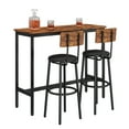 thumbnail image 3 of PAPROOS Bar Table Set of 3, 3-Piece Counter Heigh Dining Table and PU Upholstery Chais Set for Kitchen Patio Breakfast Nook, Industrial Pub Bistro Table and Bar Stools with Backrest, Brown, 3 of 12