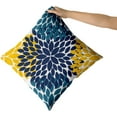 thumbnail image 3 of Navy Blue Yellow Pillow Covers 16x16 Teal Yellow Dahlias Flowers Throw Pillow Modern Farmhouse Rustic Pillow Cases Set of 2 Home Decor for Living Room Bedroom Couch Cushion Outdoor, 3 of 6