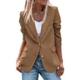thumbnail image 2 of DondPO Blazers for Women Women's 2024 Fall Business Casual Long Sleeve Notch Lapel Trendy Work Jackets Outerwear Blazers for Women Business Casual Work Office Suit Jackets Brown M, 2 of 9