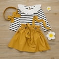 thumbnail image 2 of Odeerbi Clearance Toddler Baby Girls Outfits Ruffle Collar Clothes Cute Stripe Romper Skirt Suit, 2 of 9