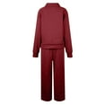thumbnail image 4 of Womens Two Piece Lounge Sets Mock Turtleneck Tops Wide Leg Drawstring Pants Sweatsuit with Pockets Wine XL, 4 of 4