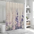thumbnail image 5 of Watercolor Lavender Shower Curtain Set - Long 72" x 84" Washable Bathtub Curtain with 12 Hooks, Country Spring Field Leaf Wildflower Waterproof Fabric Stall Shower Curtains for Bathroom Décor, 5 of 6