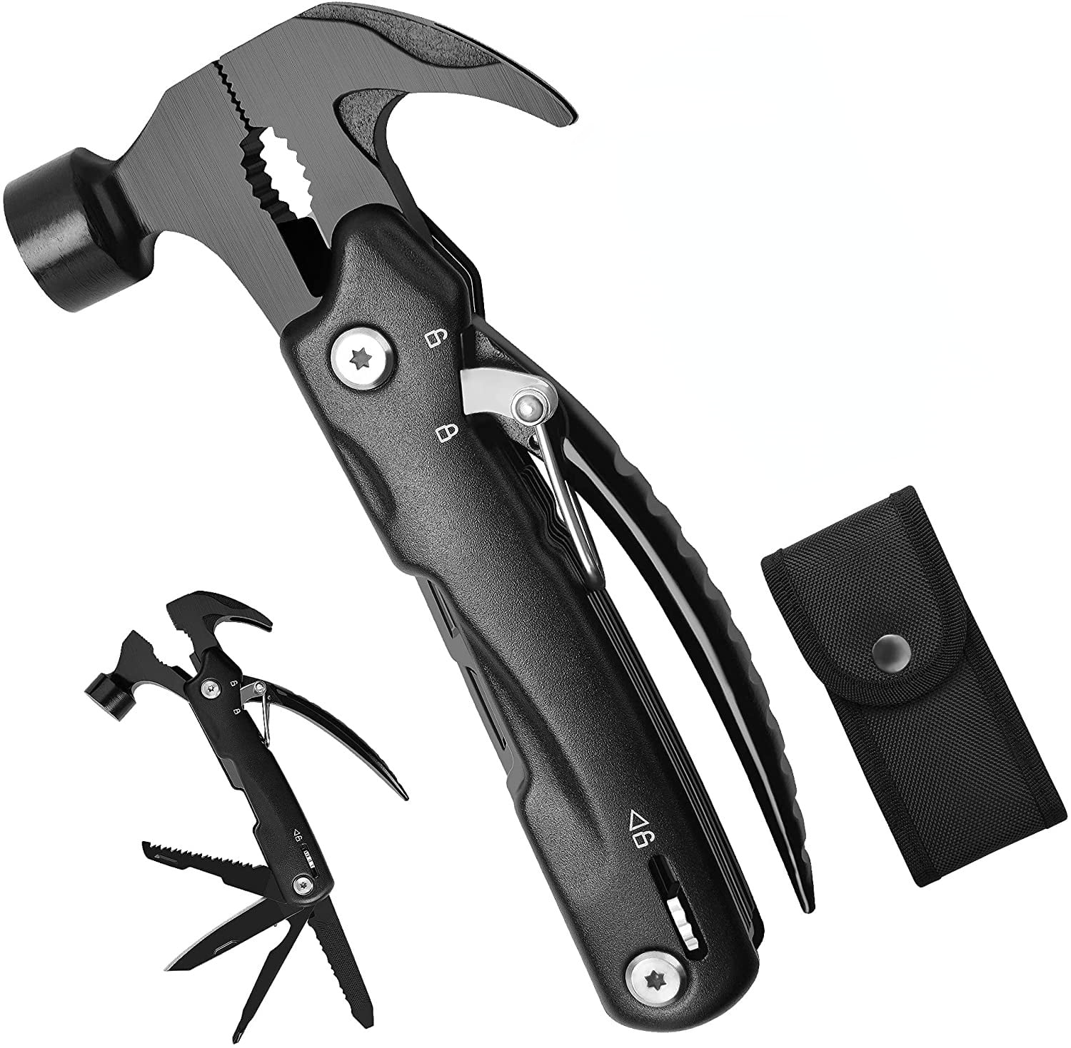 XGeek Hammer Multitool, MultiFunctional 12 in 1 Mini Hammer Camping